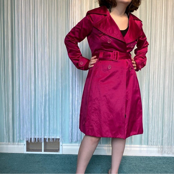 Bebe Barbie Pink Magenta Trench Coat Size XS - Picture 15 of 17